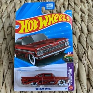 59 Chevy Impala Hot Wheels Car 1959 Red Chevrolet Hotwheels Toy Low Rider 2026 🆕